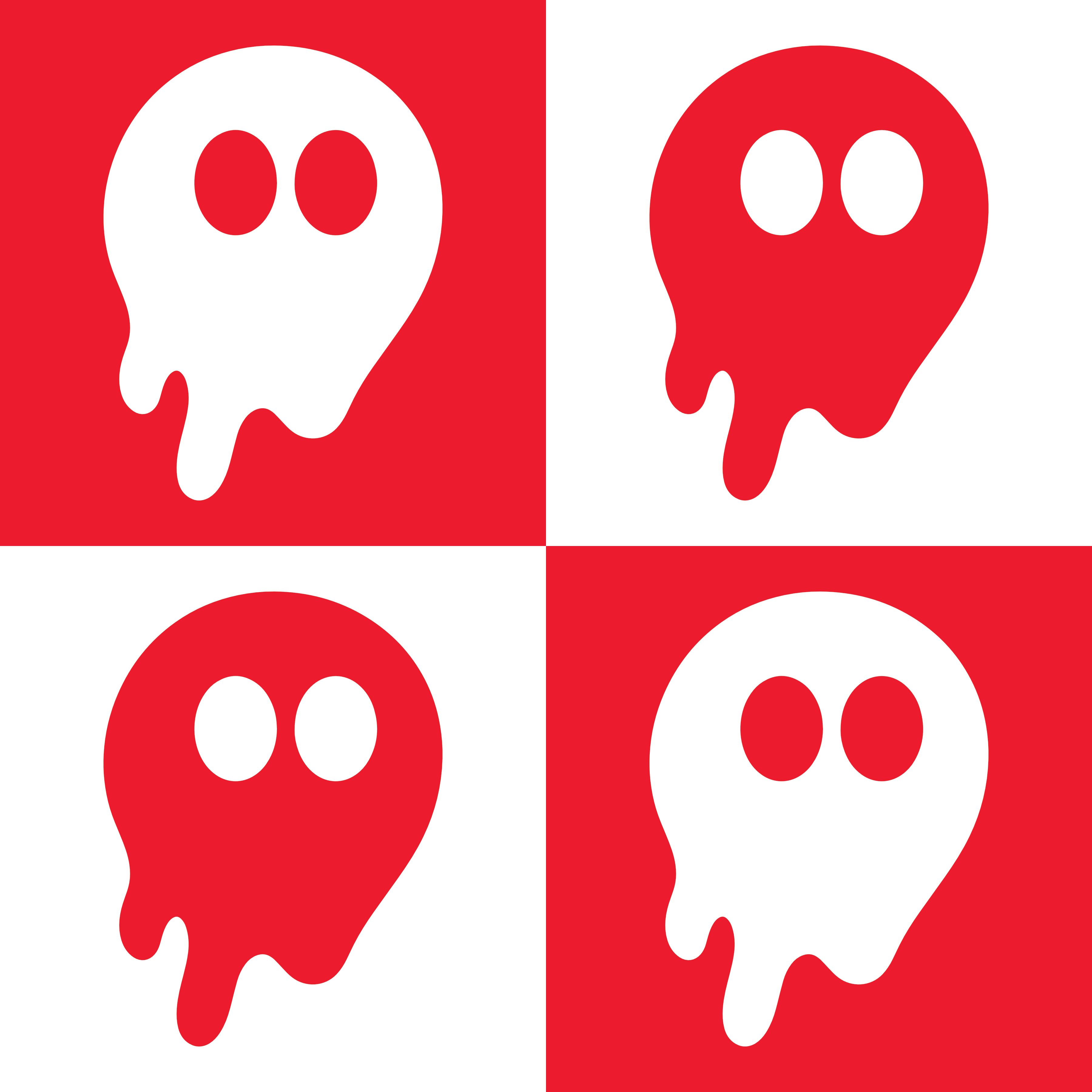 The Ghozty four-quadrant ghost artwork